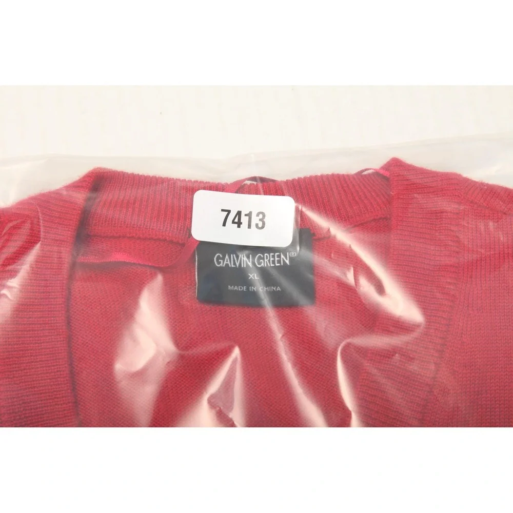Galvin Green Sweater Vest Mens XL Red Black Stripe Knit Wool Golf Pullover - Picture 11 of 11